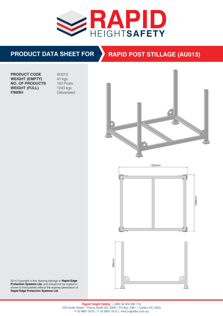 Product Data Sheets - master - V2_AU013 - Rapid Post Stillage - Rapid